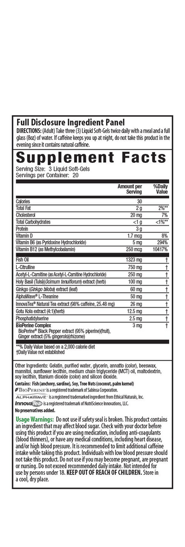 Brain Awake Max3 + Nitric Oxide Booster